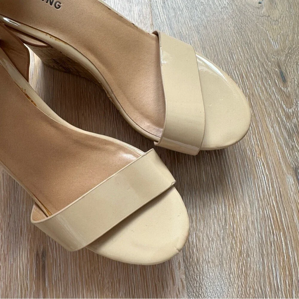 Call It Spring Beige Cork Wedge Sandals - Size 6.5